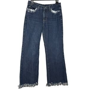 Vintage NY & Co. Dark Wash Denim‎ Distressed Flared Jeans Size 6P
